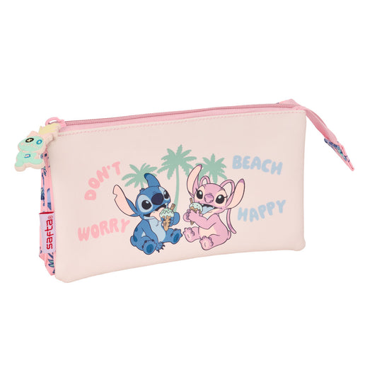 Penar triplu Lilo & Stitch Beach Roz 22 x 12 x 3 cm - Birou și papetărie, Material școlar și educațional