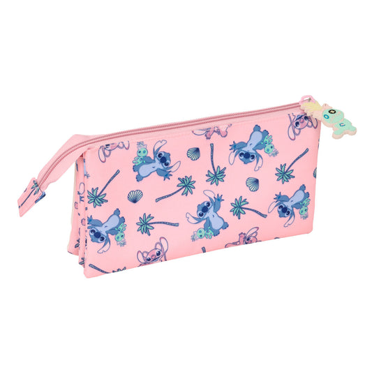 Penar triplu Lilo & Stitch Beach Roz 22 x 12 x 3 cm - Birou și papetărie, Material școlar și educațional