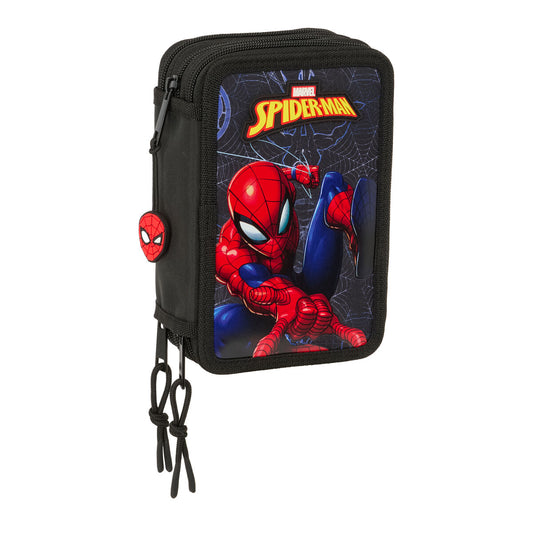 Penar cu Accesorii Spider-Man Attack Negru 12,5 x 19,5 x 5,5 cm 37 Piese - Birou și papetărie, Material școlar și educațional