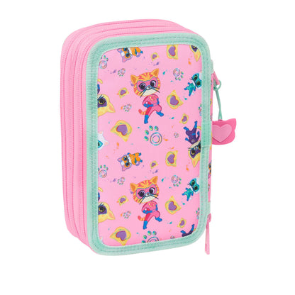 Penar Triplu SuperKitties Roz Turquoise 12,5 x 19,5 x 5,5 cm 37 Piese - Birou și papetărie, Material școlar și educațional