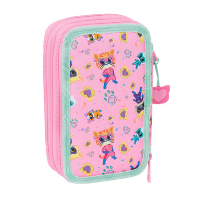 Penar Triplu SuperKitties Roz Turquoise 12,5 x 19,5 x 5,5 cm 37 Piese - Birou și papetărie, Material școlar și educațional