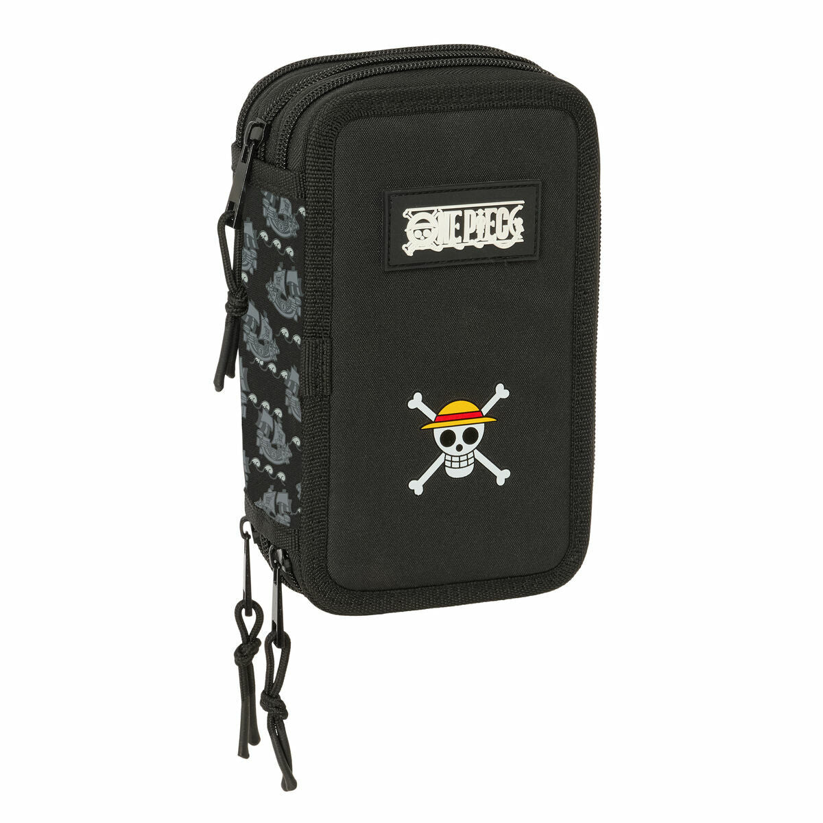 Penar Triplu One Piece Pirates Negru 12,5 x 19,5 x 5,5 cm 37 Piese - Birou și papetărie, Material școlar și educațional