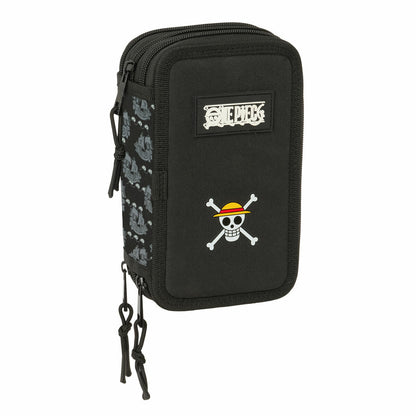 Penar Triplu One Piece Pirates Negru 12,5 x 19,5 x 5,5 cm 37 Piese - Birou și papetărie, Material școlar și educațional