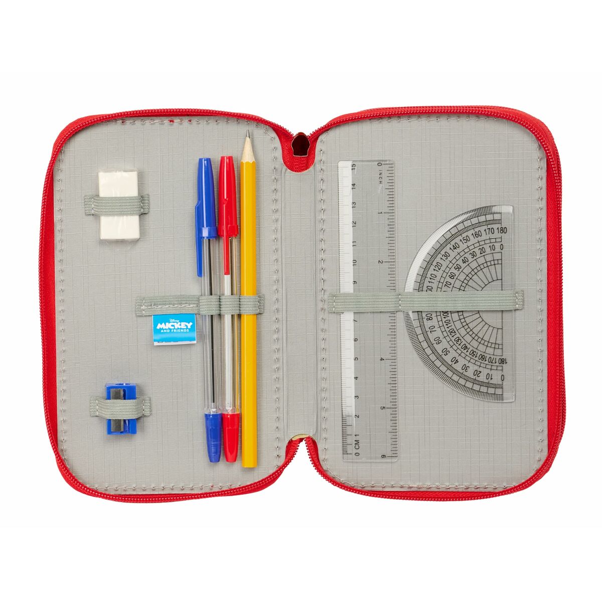Penar Triplu Mickey Mouse Roșu 12,5 x 19,5 x 5,5 cm 37 Piese - Birou și papetărie, Material școlar și educațional