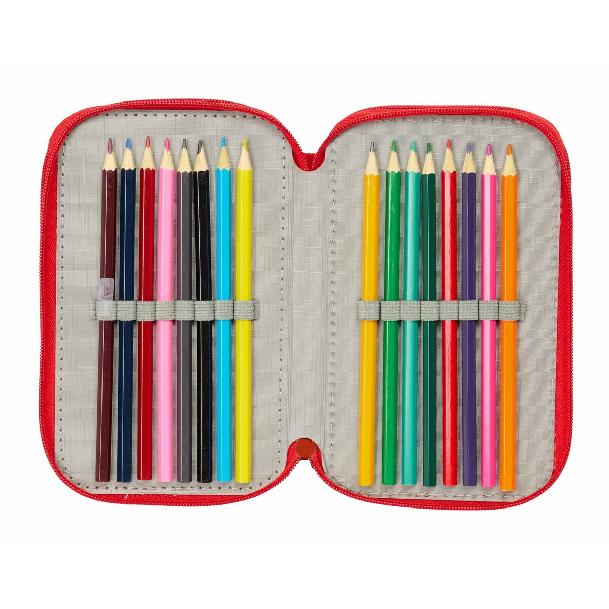 Penar Triplu Mickey Mouse Roșu 12,5 x 19,5 x 5,5 cm 37 Piese - Birou și papetărie, Material școlar și educațional