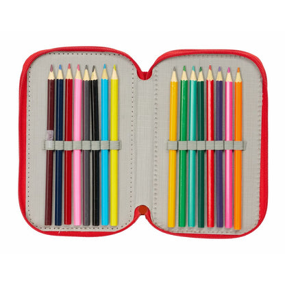 Penar Triplu Mickey Mouse Roșu 12,5 x 19,5 x 5,5 cm 37 Piese - Birou și papetărie, Material școlar și educațional