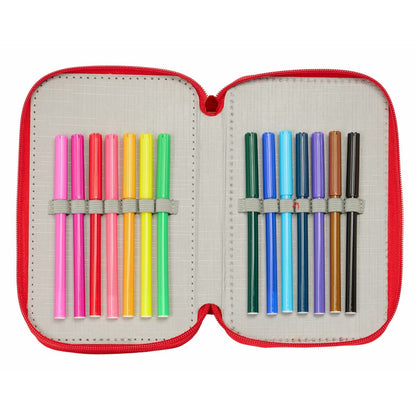 Penar Triplu Mickey Mouse Roșu 12,5 x 19,5 x 5,5 cm 37 Piese - Birou și papetărie, Material școlar și educațional