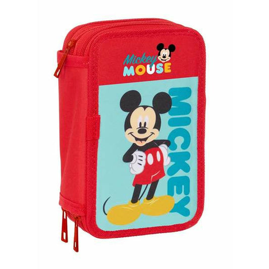 Penar Triplu Mickey Mouse Roșu 12,5 x 19,5 x 5,5 cm 37 Piese - Birou și papetărie, Material școlar și educațional