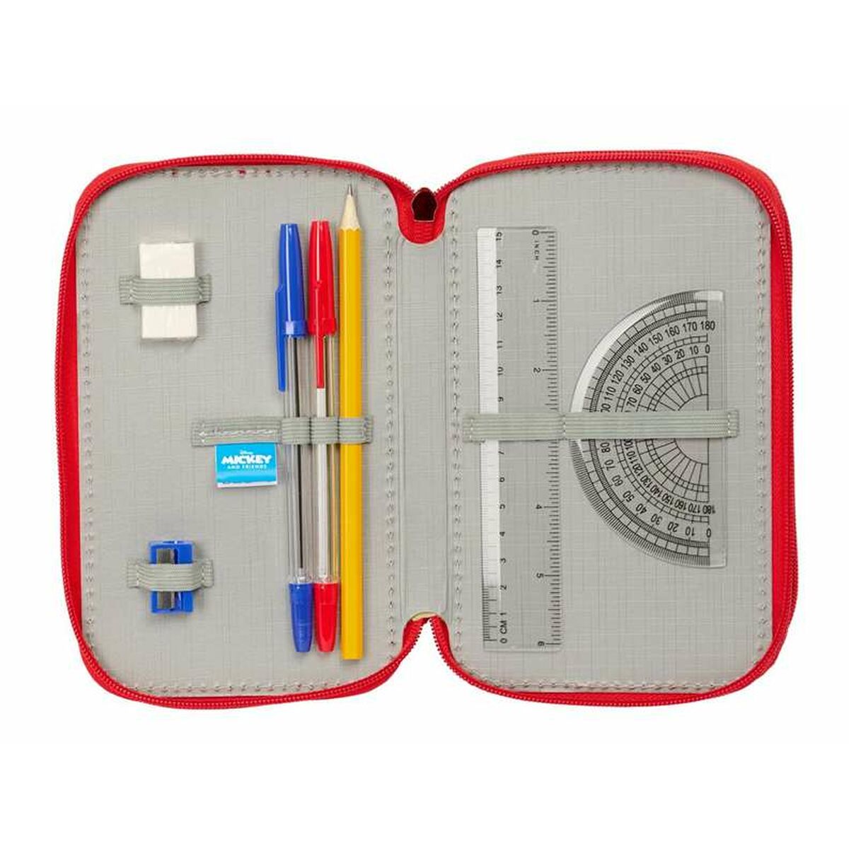 Penar Triplu Mickey Mouse Roșu 12,5 x 19,5 x 5,5 cm 37 Piese - Birou și papetărie, Material școlar și educațional