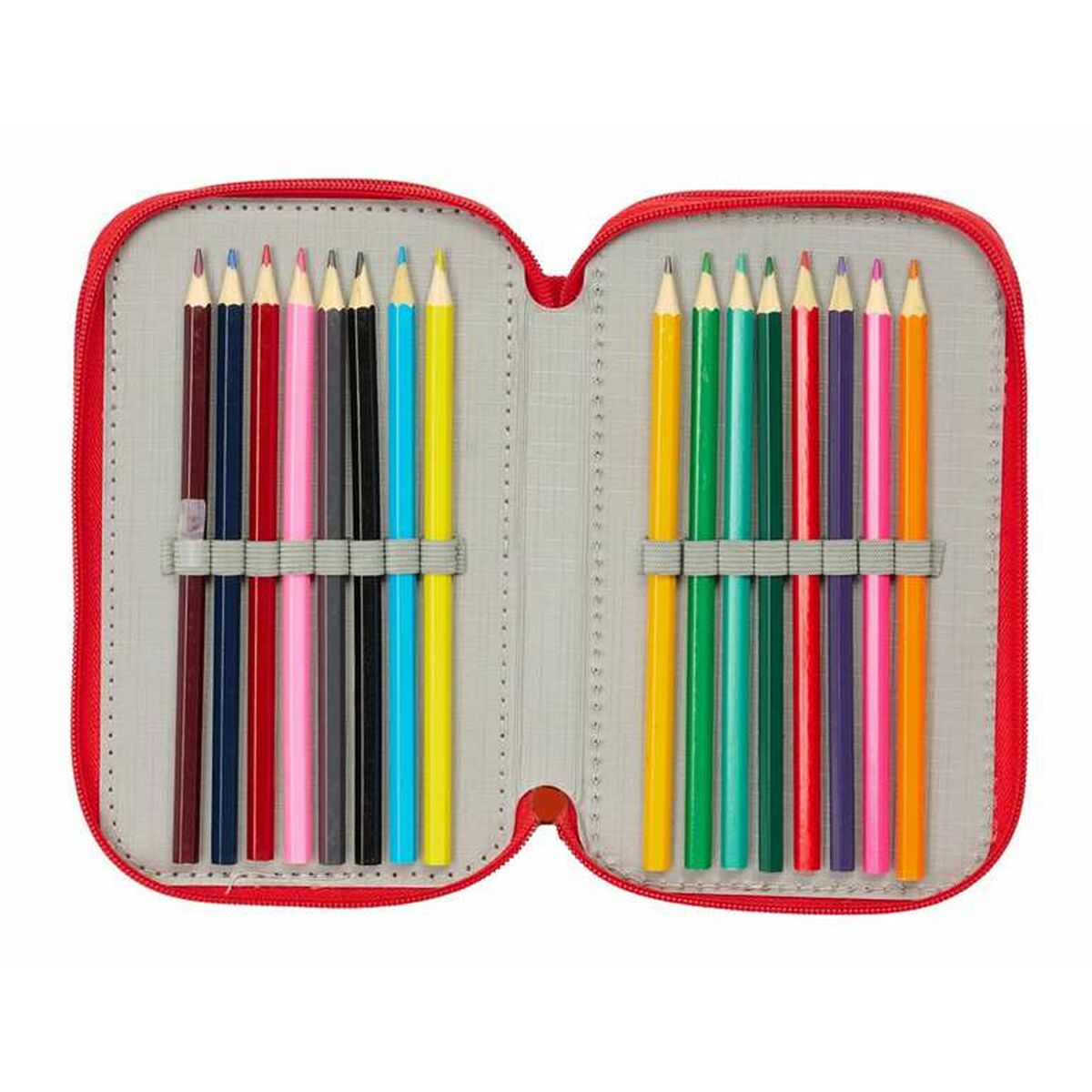 Penar Triplu Mickey Mouse Roșu 12,5 x 19,5 x 5,5 cm 37 Piese - Birou și papetărie, Material școlar și educațional