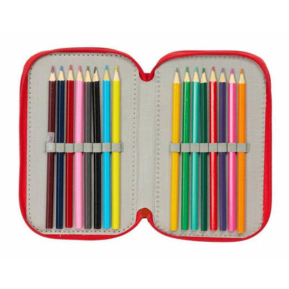 Penar Triplu Mickey Mouse Roșu 12,5 x 19,5 x 5,5 cm 37 Piese - Birou și papetărie, Material școlar și educațional