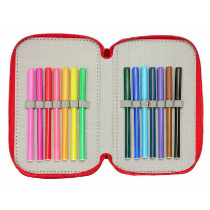 Penar Triplu Mickey Mouse Roșu 12,5 x 19,5 x 5,5 cm 37 Piese - Birou și papetărie, Material școlar și educațional