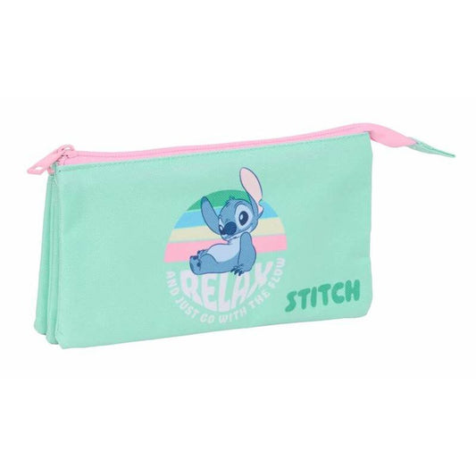 Penar triplu Stitch Verde 22 x 12 x 3 cm - Birou și papetărie, Material școlar și educațional