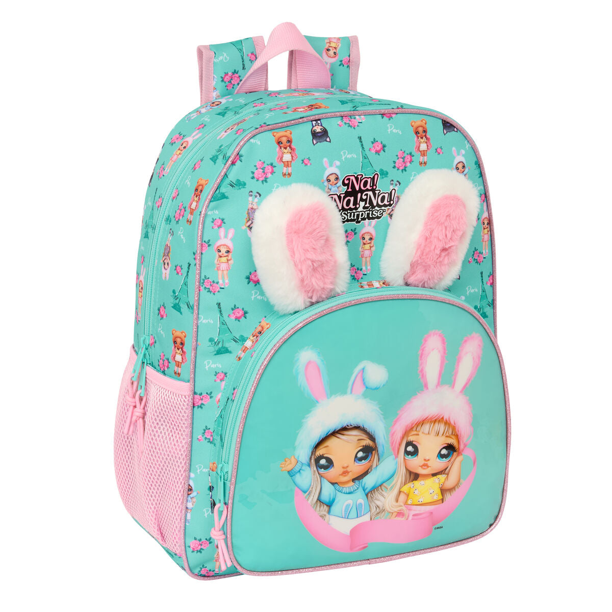 Ghiozdan Na!Na!Na! Surprise Bunny Roz Turquoise 33 x 42 x 14 cm - Birou și papetărie, Material școlar și educațional