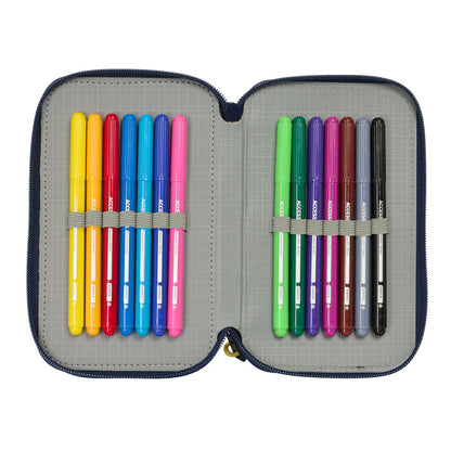 Penar Triplu Sonic City Albastru 12,5 x 19,5 x 5,5 cm 37 Piese - Birou și papetărie, Material școlar și educațional