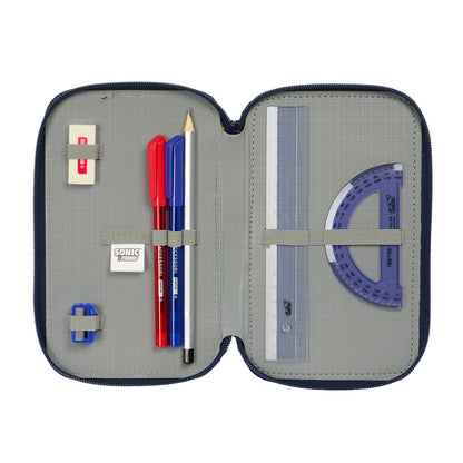 Penar Triplu Sonic City Albastru 12,5 x 19,5 x 5,5 cm 37 Piese - Birou și papetărie, Material școlar și educațional