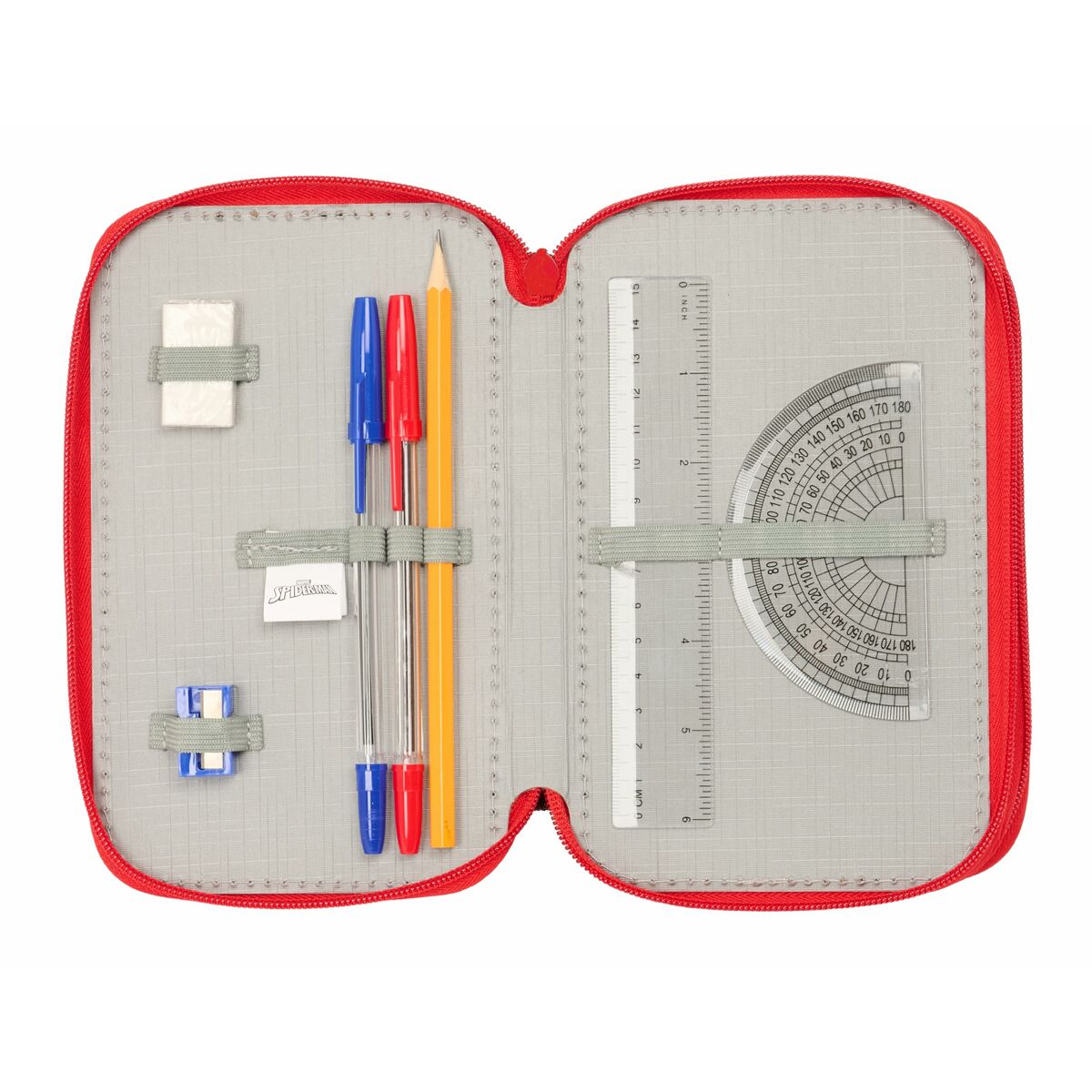 Penar Triplu Spider-Man Negru 12,5 x 19,5 x 5,5 cm 37 Piese - Birou și papetărie, Material școlar și educațional