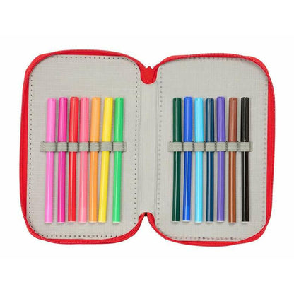 Penar Triplu Spider-Man Negru 12,5 x 19,5 x 5,5 cm 37 Piese - Birou și papetărie, Material școlar și educațional