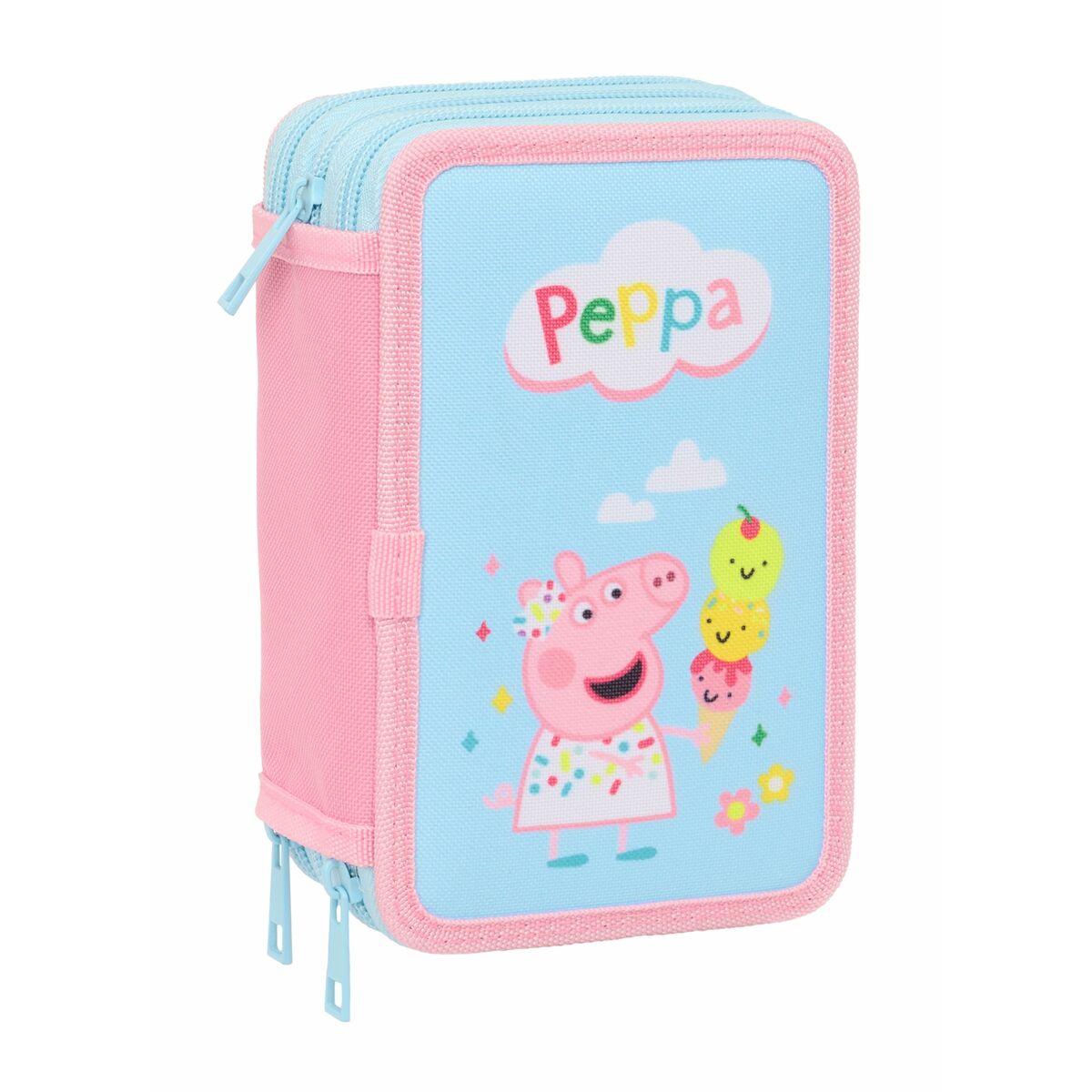 Penar Triplu Peppa Pig Albastru 12,5 x 19,5 x 5,5 cm 37 Piese - Birou și papetărie, Material școlar și educațional