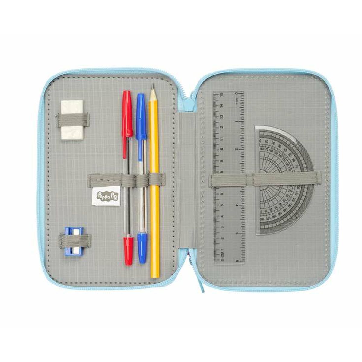 Penar Triplu Peppa Pig Albastru 12,5 x 19,5 x 5,5 cm 37 Piese - Birou și papetărie, Material școlar și educațional