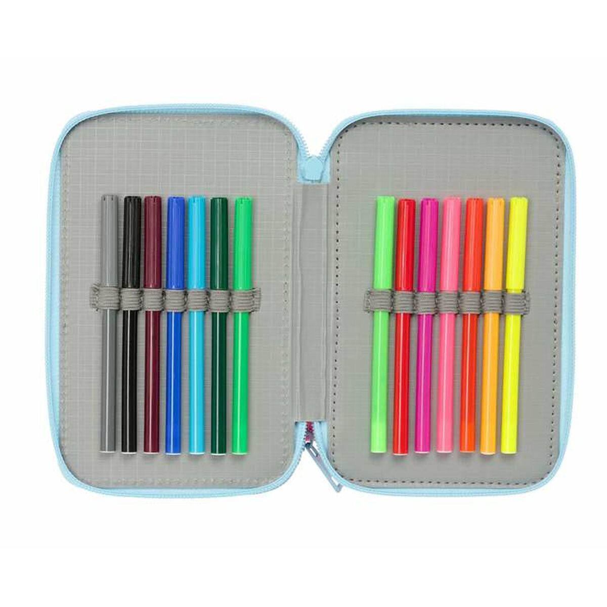 Penar Triplu Peppa Pig Albastru 12,5 x 19,5 x 5,5 cm 37 Piese - Birou și papetărie, Material școlar și educațional