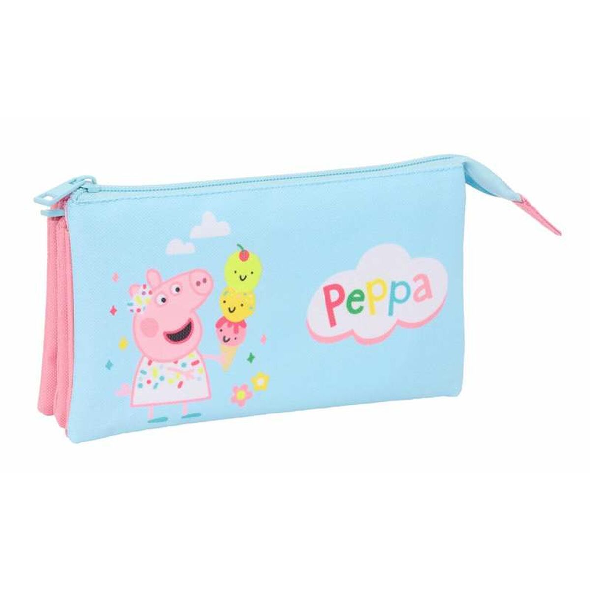 Penar triplu Peppa Pig Albastru 22 x 12 x 3 cm - Birou și papetărie, Material școlar și educațional