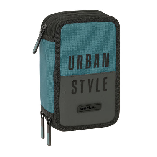 Penar Triplu Safta Urban style Albastru Gri 12,5 x 19,5 x 5,5 cm 37 Piese - Birou și papetărie, Material școlar și educațional