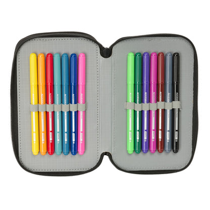 Penar Triplu Safta Urban style Albastru Gri 12,5 x 19,5 x 5,5 cm 37 Piese - Birou și papetărie, Material școlar și educațional