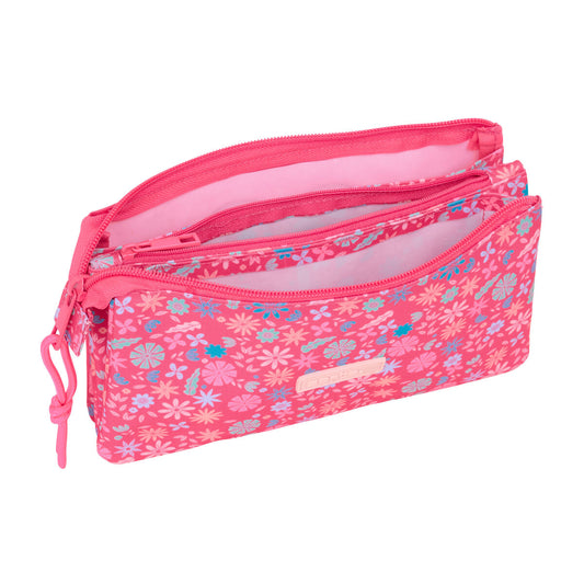 Penar triplu Safta Feeling Roz 22 x 12 x 3 cm - Birou și papetărie, Material școlar și educațional