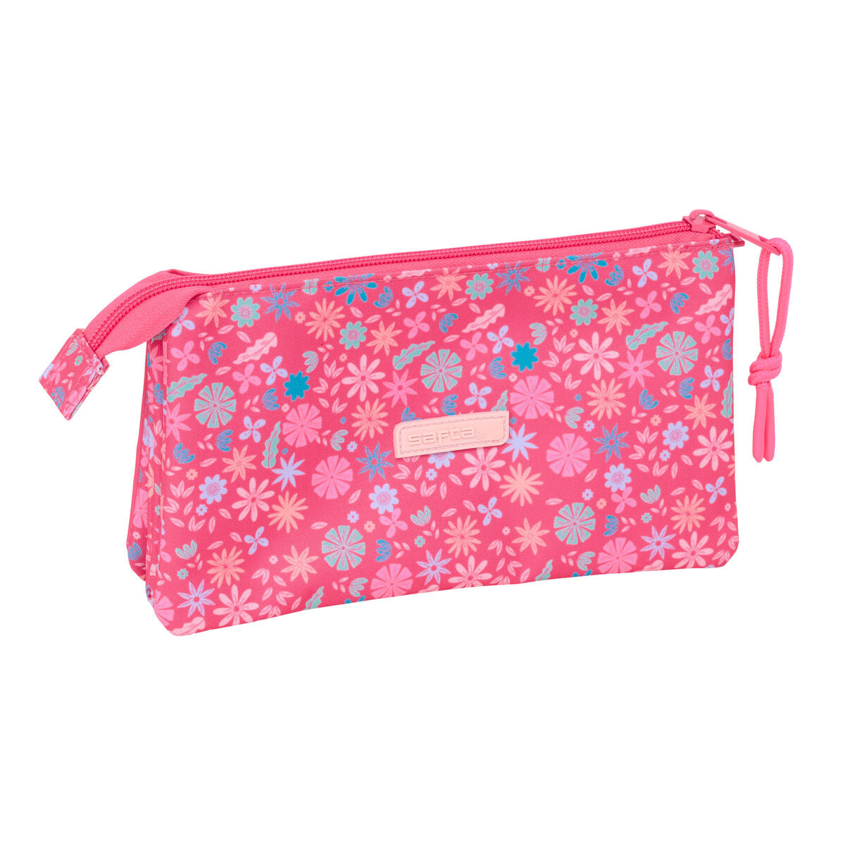 Penar triplu Safta Feeling Roz 22 x 12 x 3 cm - Birou și papetărie, Material școlar și educațional