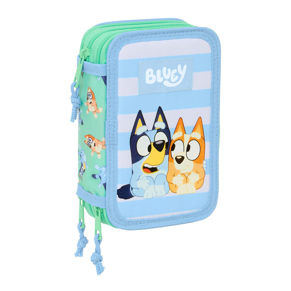 Penar triplu Bluey Sisters Verde Apă 12,5 x 19,5 x 5,5 cm 37 Piese - Birou și papetărie, Material școlar și educațional