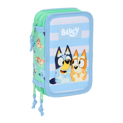 Penar triplu Bluey Sisters Verde Apă 12,5 x 19,5 x 5,5 cm 37 Piese - Birou și papetărie, Material școlar și educațional