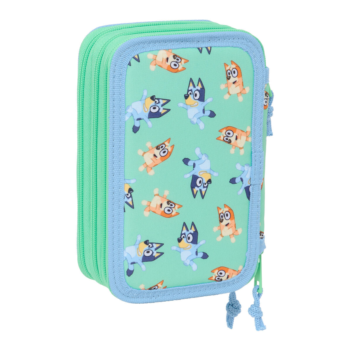 Penar triplu Bluey Sisters Verde Apă 12,5 x 19,5 x 5,5 cm 37 Piese - Birou și papetărie, Material școlar și educațional