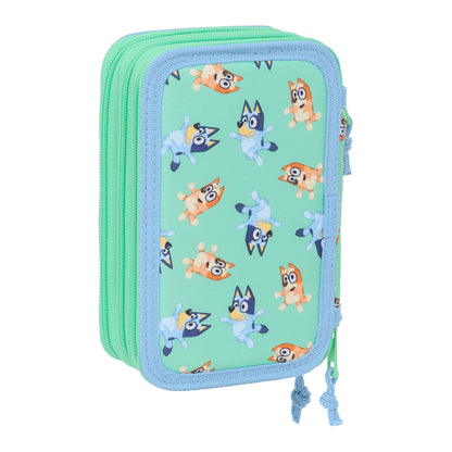 Penar triplu Bluey Sisters Verde Apă 12,5 x 19,5 x 5,5 cm 37 Piese - Birou și papetărie, Material școlar și educațional