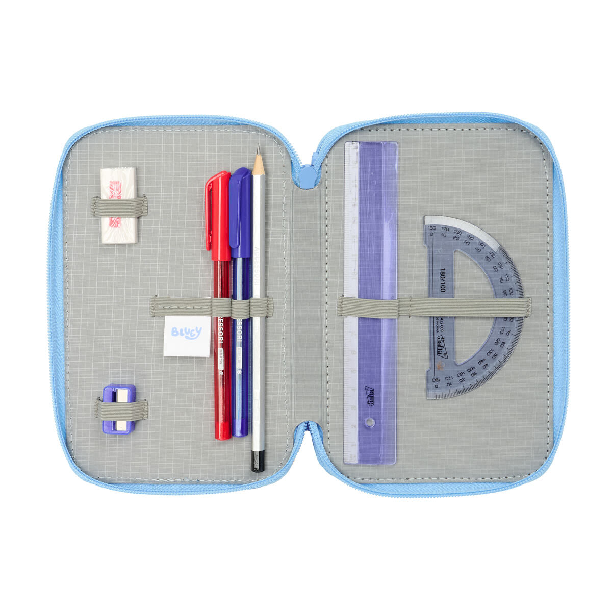 Penar Triplu Bluey Let's play Albastru 12,5 x 19,5 x 5,5 cm 37 Piese - Birou și papetărie, Material școlar și educațional