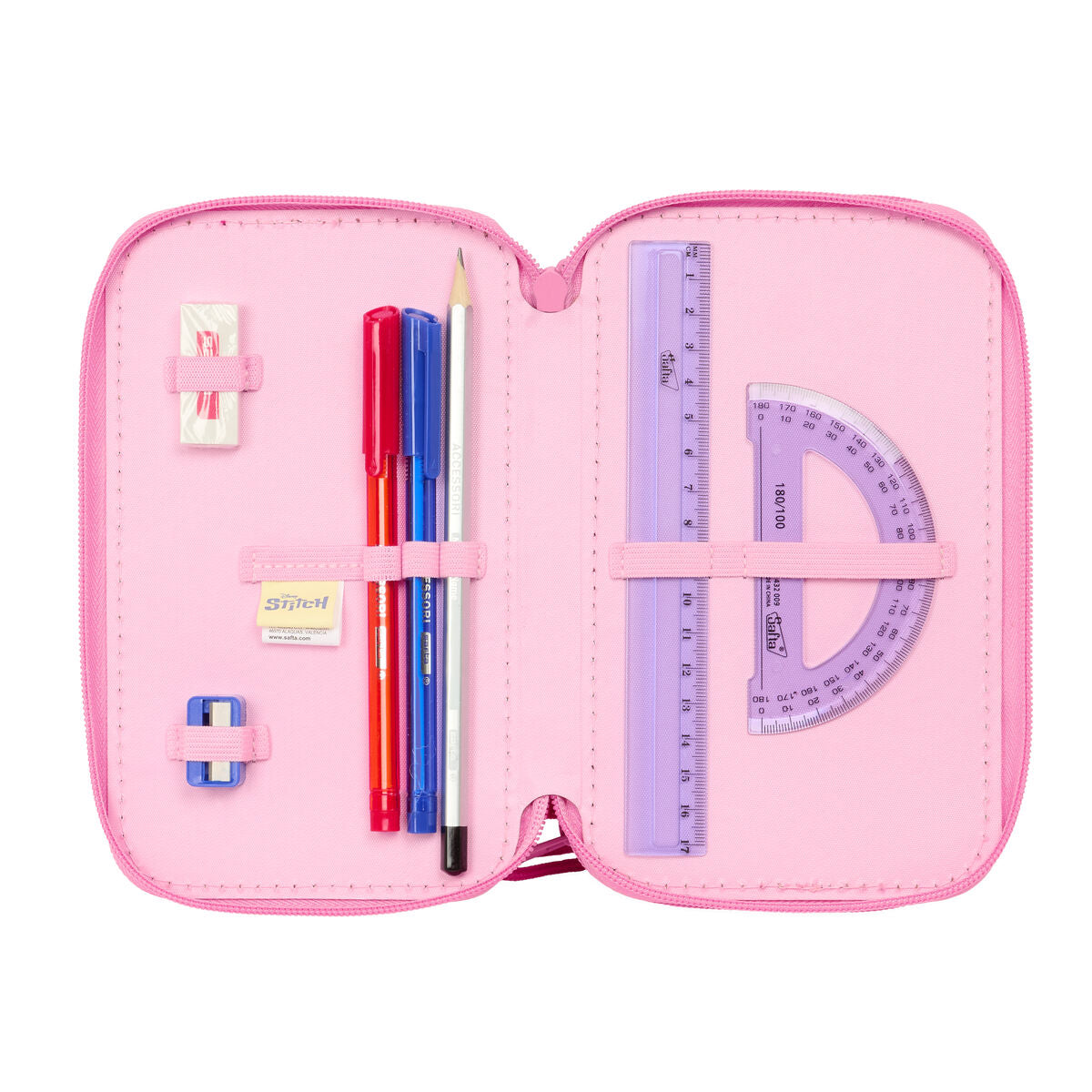 Penar Triplu Lilo & Stitch Chill Roz Mentă 12,5 x 19,5 x 5,5 cm 37 Piese - Birou și papetărie, Material școlar și educațional