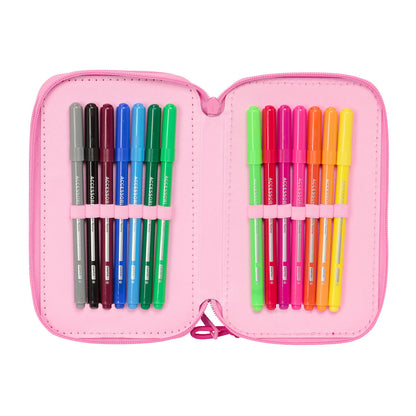 Penar Triplu Lilo & Stitch Chill Roz Mentă 12,5 x 19,5 x 5,5 cm 37 Piese - Birou și papetărie, Material școlar și educațional