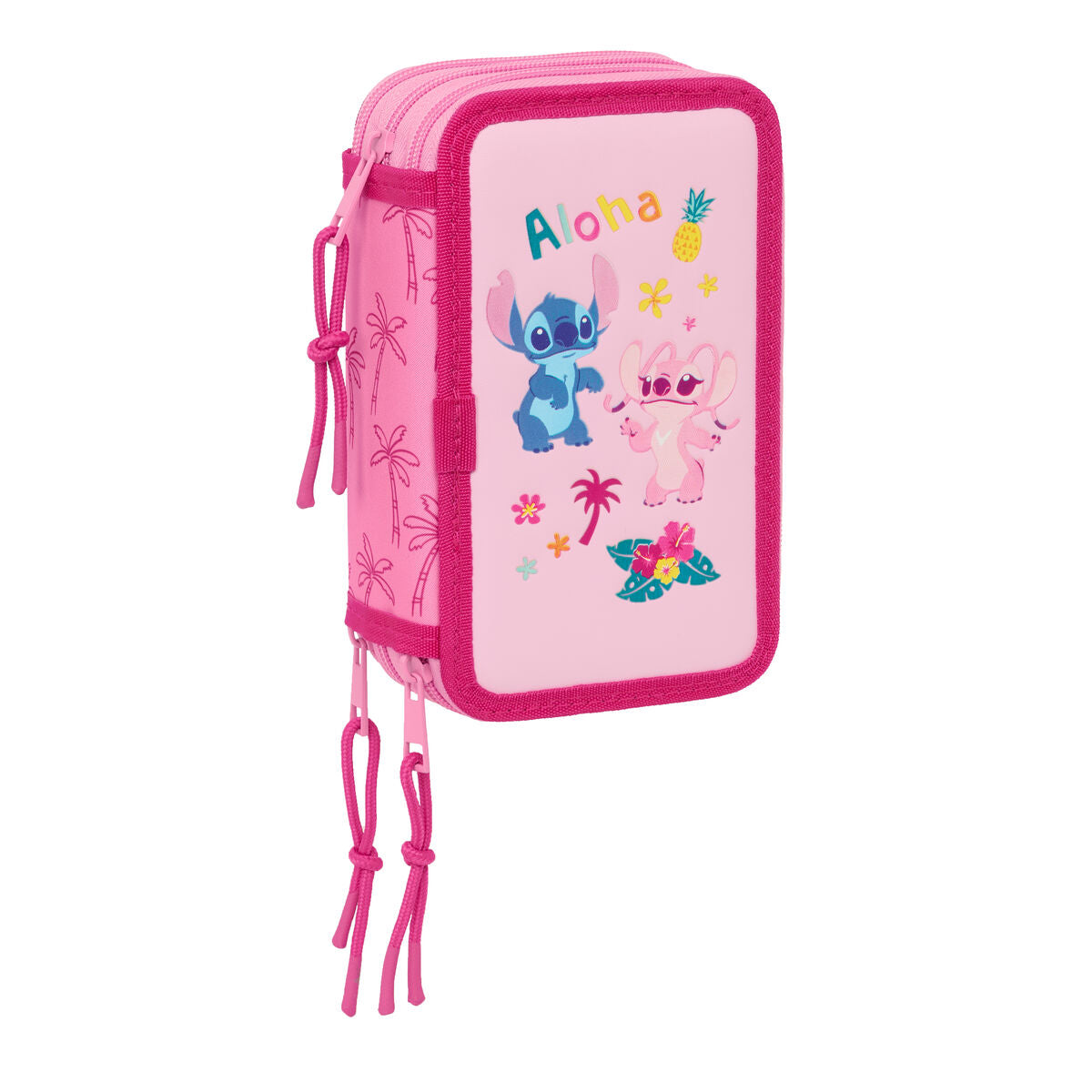 Penar Triplu Lilo & Stitch Chill Roz Mentă 12,5 x 19,5 x 5,5 cm 37 Piese - Birou și papetărie, Material școlar și educațional