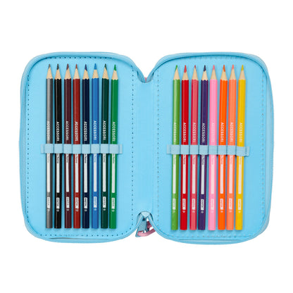 Penar Triplu Lilo & Stitch Happy Albastru celest 12,5 x 19,5 x 5,5 cm 37 Piese - Birou și papetărie, Material școlar și educațional