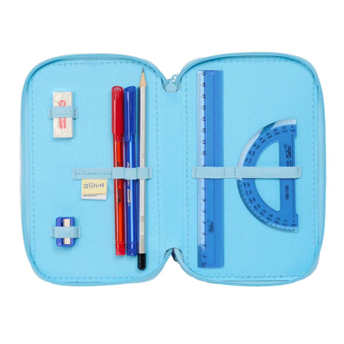 Penar Triplu Lilo & Stitch Happy Albastru celest 12,5 x 19,5 x 5,5 cm 37 Piese - Birou și papetărie, Material școlar și educațional