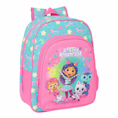 Ghiozdan Gabby's Dollhouse Confetti Roz Turquoise 26 x 34 x 11 cm - Birou și papetărie, Material școlar și educațional