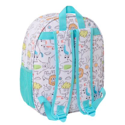 Ghiozdan Safta Albastru Alb 27 x 33 x 10 cm - Birou și papetărie, Material școlar și educațional