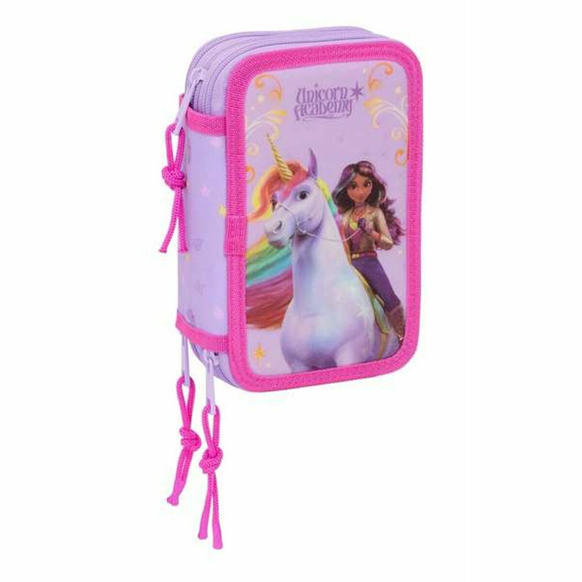 Penar Triplu Unicorn Academy Liliachiu 12,5 x 19,5 x 5,5 cm 37 Piese - Birou și papetărie, Material școlar și educațional