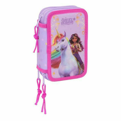 Penar Triplu Unicorn Academy Liliachiu 12,5 x 19,5 x 5,5 cm 37 Piese - Birou și papetărie, Material școlar și educațional