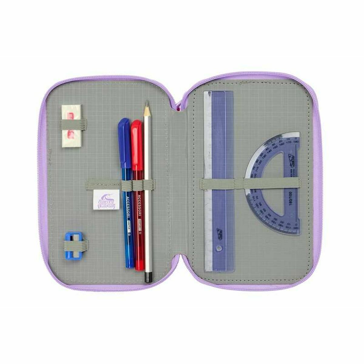 Penar Triplu Unicorn Academy Liliachiu 12,5 x 19,5 x 5,5 cm 37 Piese - Birou și papetărie, Material școlar și educațional