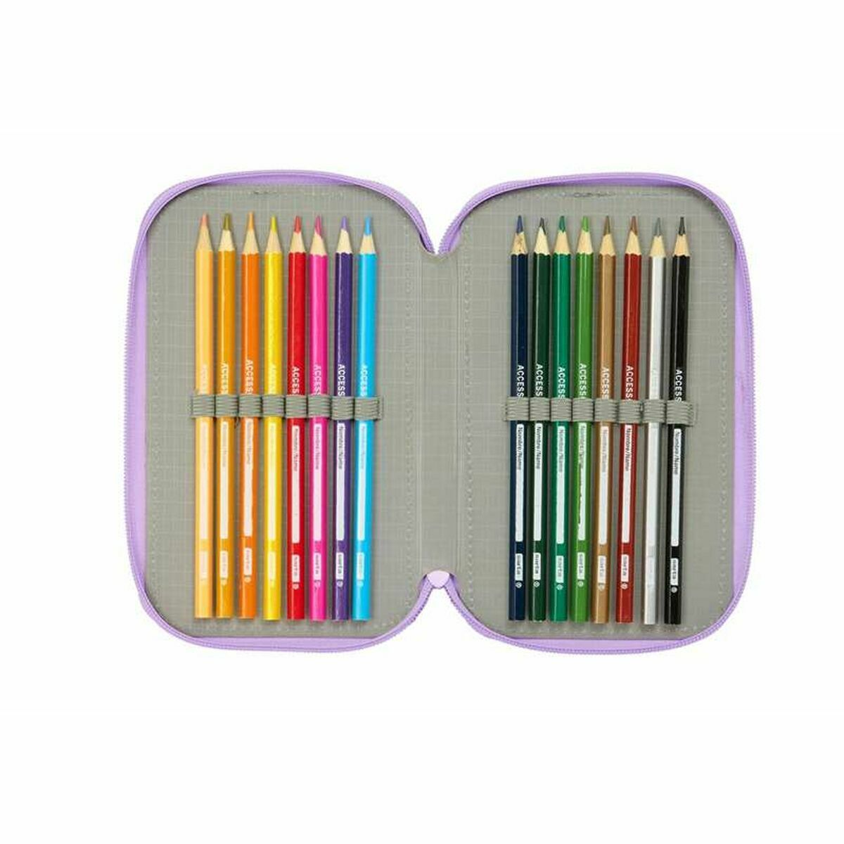 Penar Triplu Unicorn Academy Liliachiu 12,5 x 19,5 x 5,5 cm 37 Piese - Birou și papetărie, Material școlar și educațional