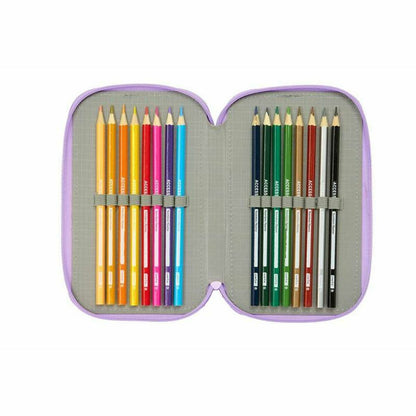 Penar Triplu Unicorn Academy Liliachiu 12,5 x 19,5 x 5,5 cm 37 Piese - Birou și papetărie, Material școlar și educațional