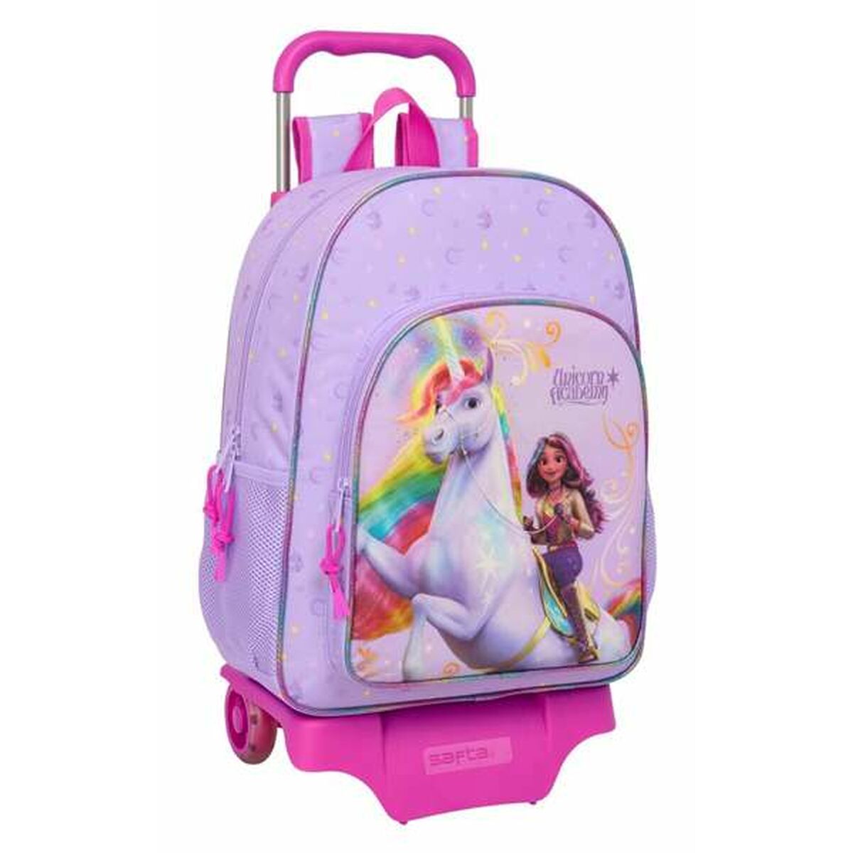 Ghiozdan cu Roți Unicorn Academy Liliachiu 33 x 42 x 14 cm - Birou și papetărie, Material școlar și educațional