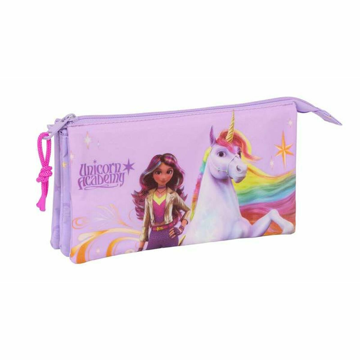 Penar triplu Unicorn Academy Liliachiu 22 x 12 x 3 cm - Birou și papetărie, Material școlar și educațional