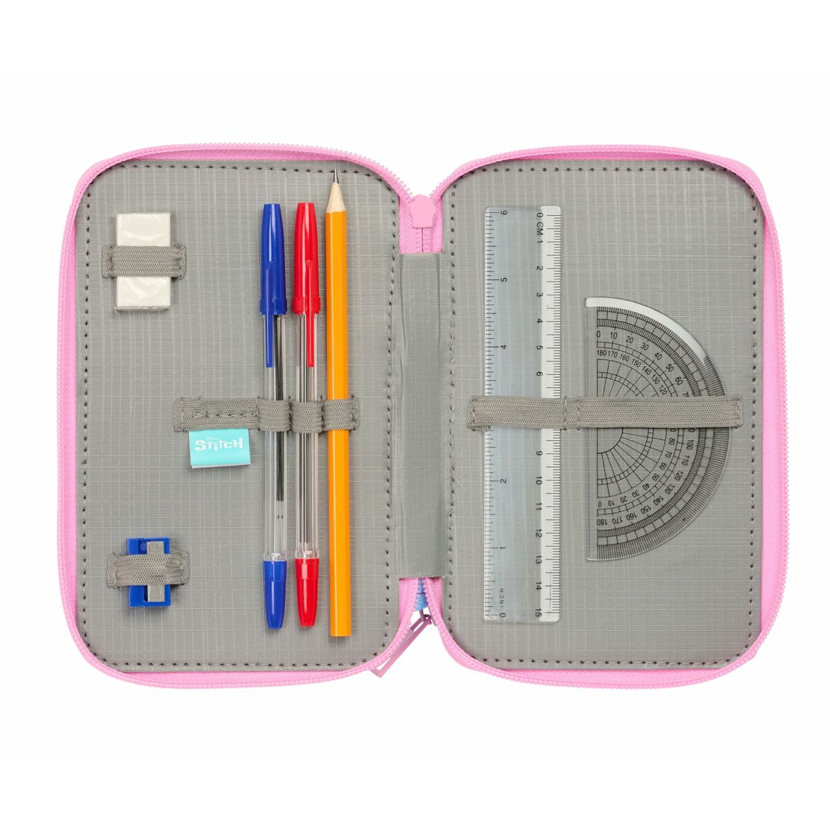 Penar Triplu Stitch Albastru 12,5 x 19,5 x 5,5 cm 37 Piese - Birou și papetărie, Material școlar și educațional